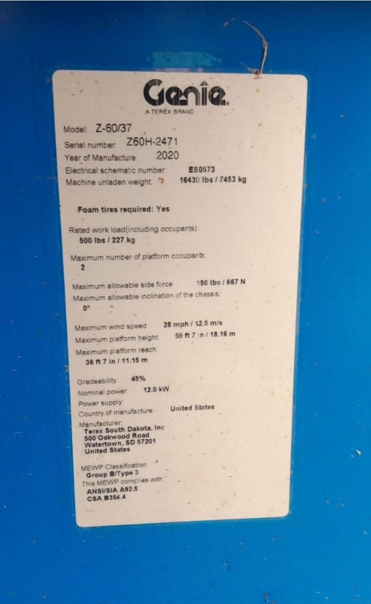Plataforma Genie Z 60/37DC 2020 - Imagem 2