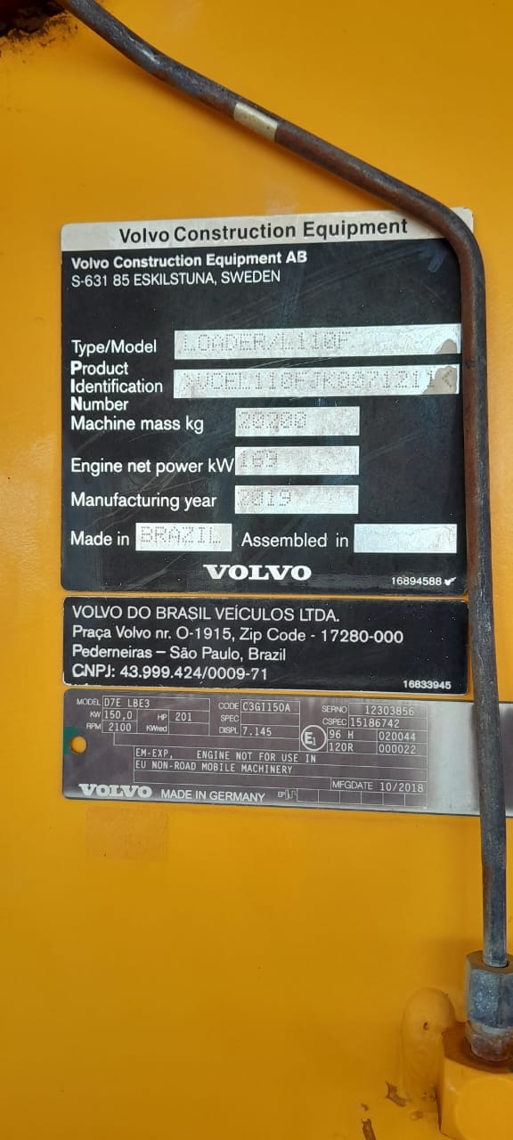 Pá Carregadeira Volvo L110F 2019 - Imagem 7