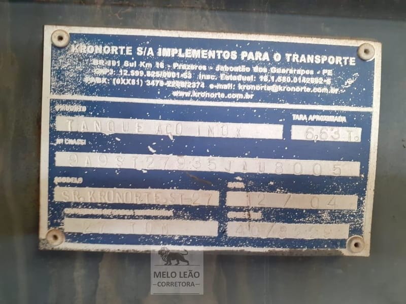 Carreta Kronorte tanque ST27 Inox 20.000 Litros 2005 - Imagem 4