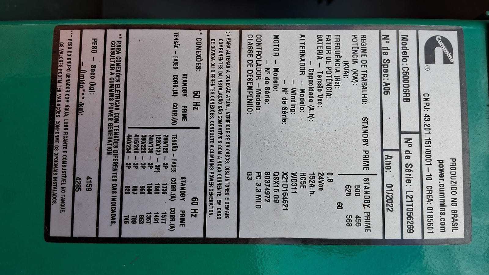GERADOR CUMMINS C500 2021 - Imagem 8