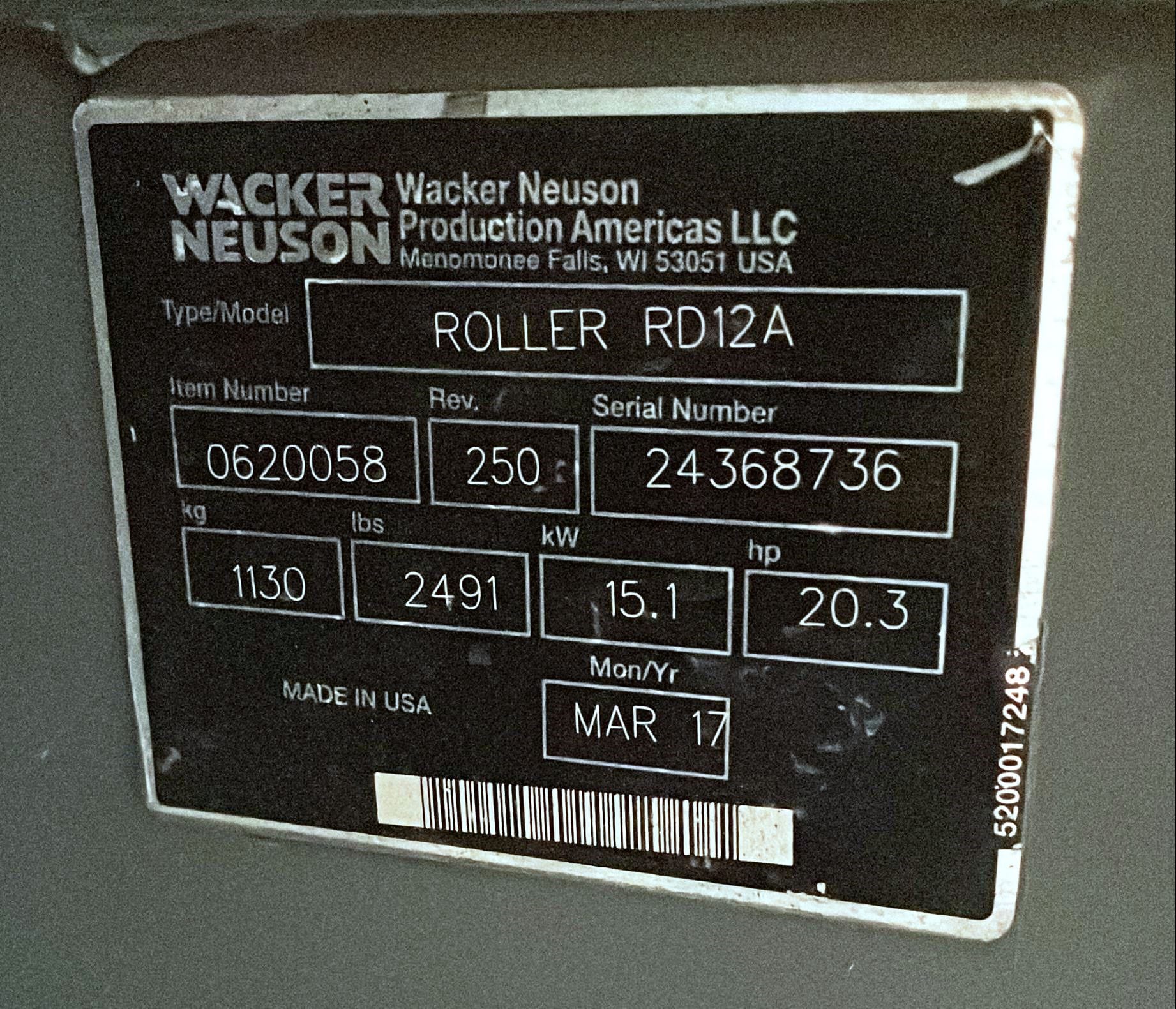 Rolo compactador Wacker Neuson RD12 2017 - Imagem 7